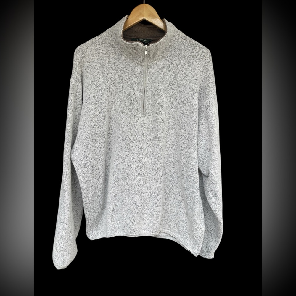 Orvis Men's Size Large Light Gray Sweater 1/4 zip